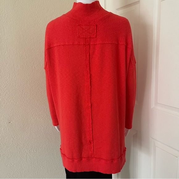 Free People We the free Mock Neck long Sleeve Casey Tunic Top in Red/Orange - Picture 5 of 12